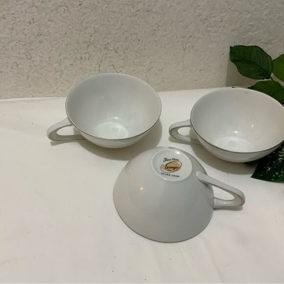 Sango China Silver Snow Tea Cup set of 3 A11 - Picture 2 of 4
